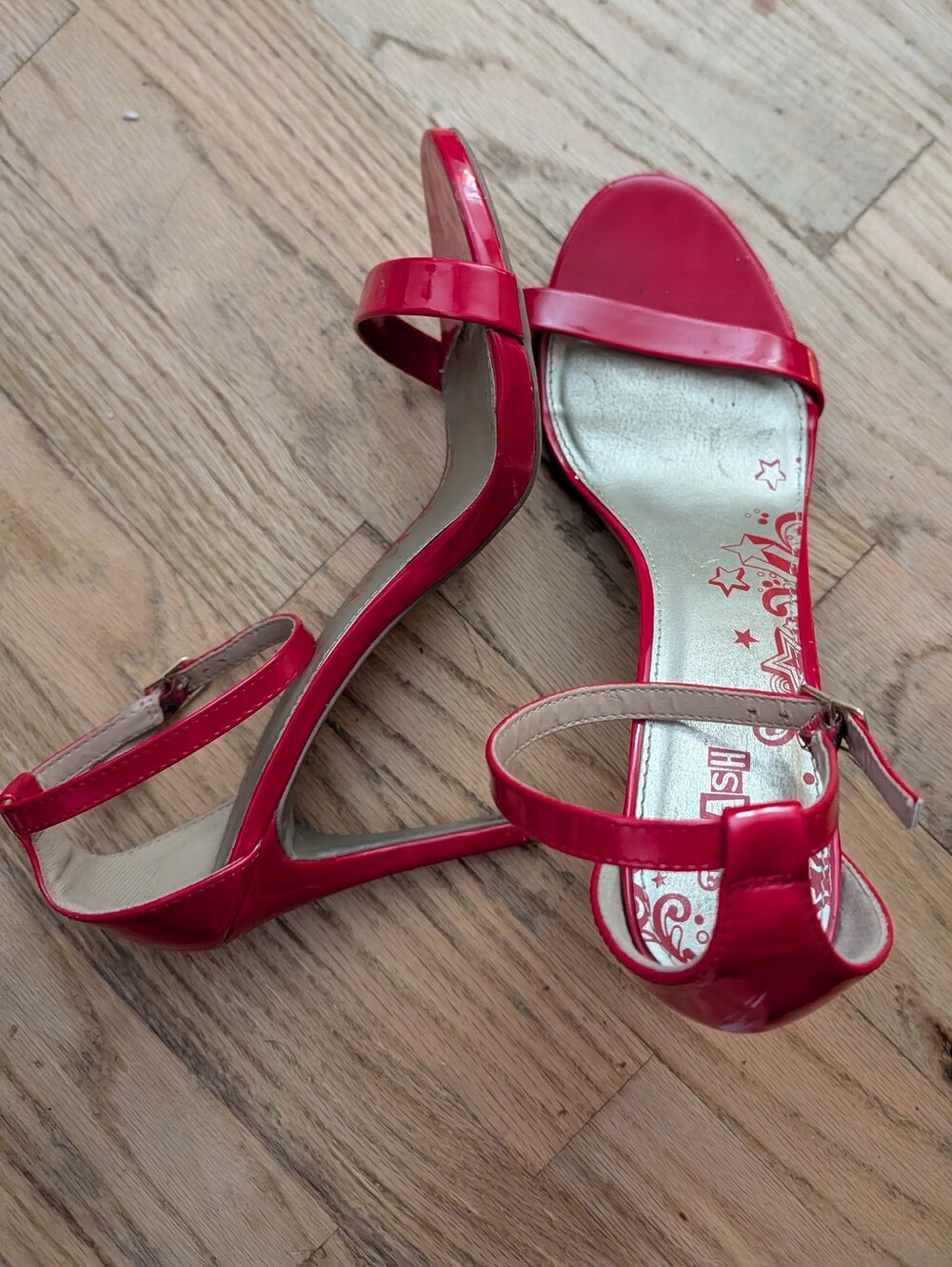 brash red patent strappy sandals women’s 8.5w ankle strap y2k party heels